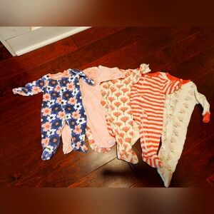 3-6 Month Sleepsuit Footies Bundle (5). Longsleeve. Girls